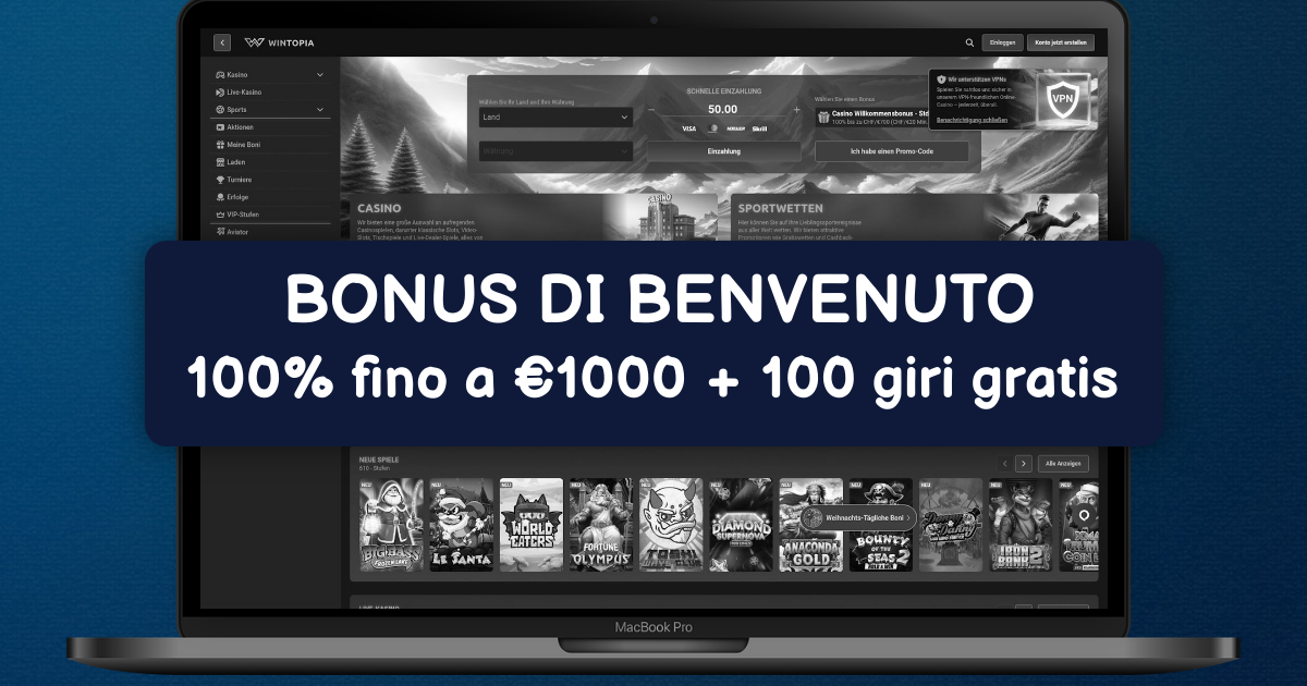 Wintopia Casino welcome bonus
